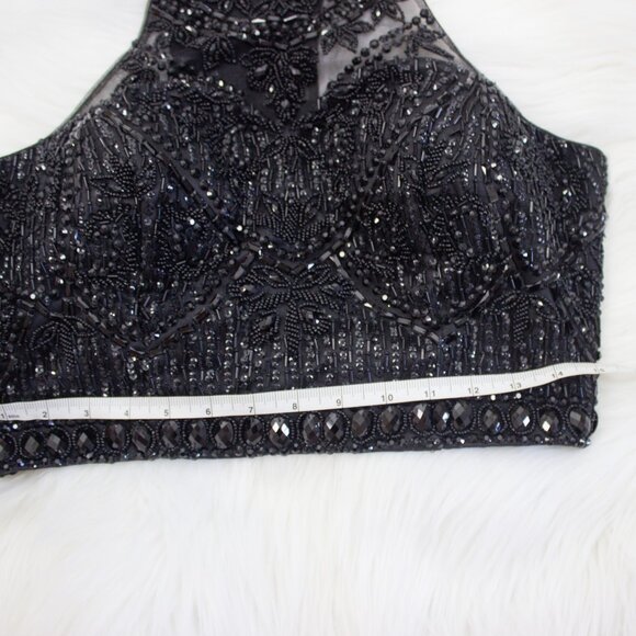 Crystal Beaded High Neck Glam Embellished Corset Top - Picture 6 of 8